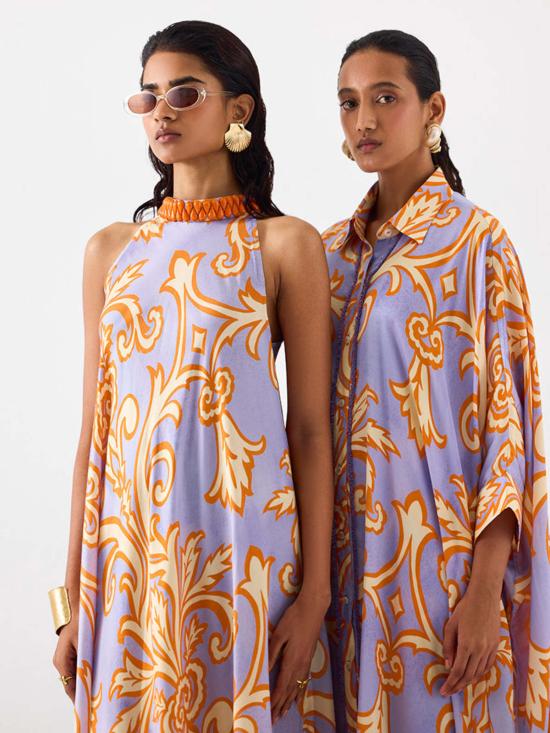  이키비 롱 원피스 모히토 홀터 드레스 (보라색) - IKKIVI