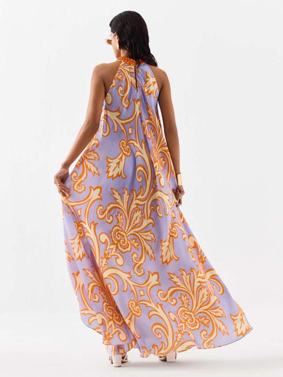  이키비 롱 원피스 모히토 홀터 드레스 (보라색) - IKKIVI