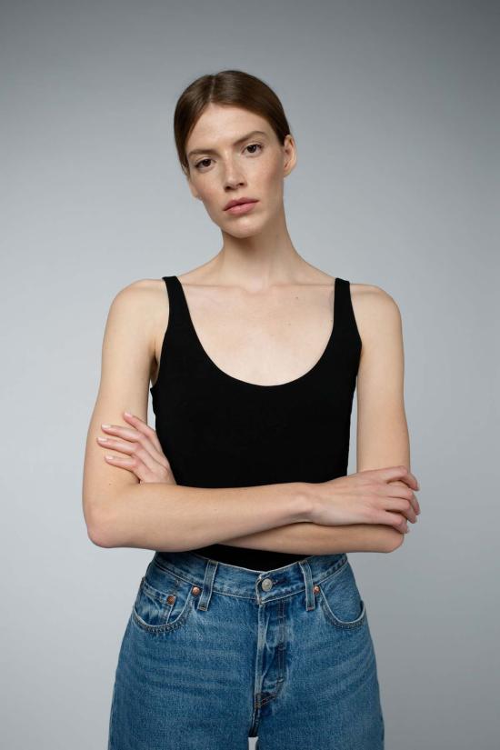  산티클레르 민소매 티셔츠 산티클러 아바 오가닉 코튼 브라 탱크탑 블랙 - SANTICLER