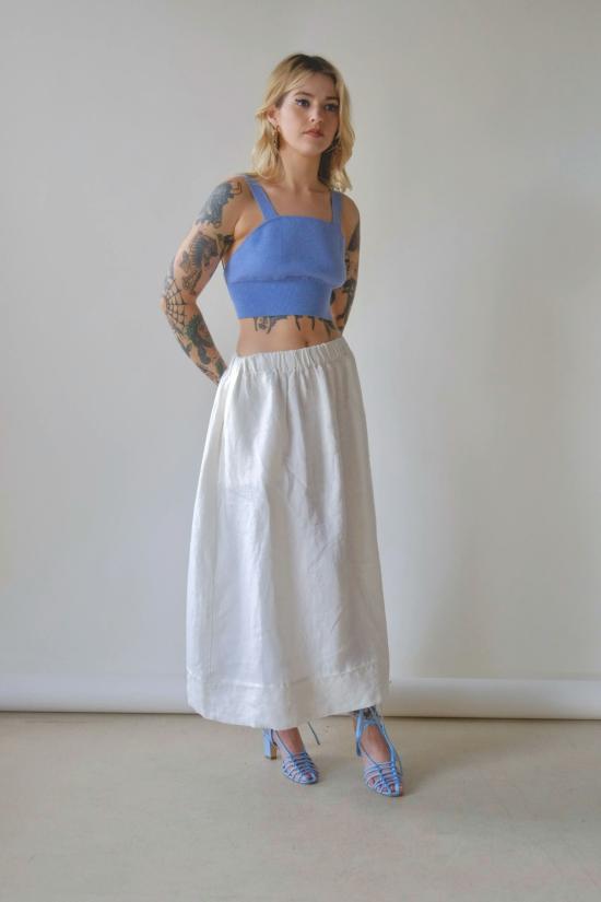  LA RELAXED 롱 스커트 라 릴렉스드 워시드 린넨  화이트 - OTHER BRANDS