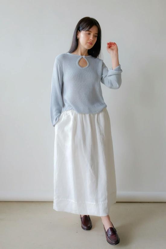  LA RELAXED 롱 스커트 라 릴렉스드 워시드 린넨  화이트 - OTHER BRANDS