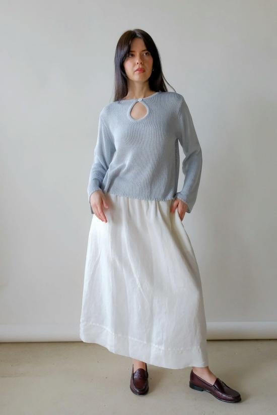  LA RELAXED 롱 스커트 라 릴렉스드 워시드 린넨  화이트 - OTHER BRANDS