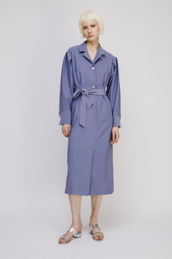  TWO DOTS 롱 원피스 오퓨전 긴팔 드레스/벨트 포함 봄 코트 (보라색)