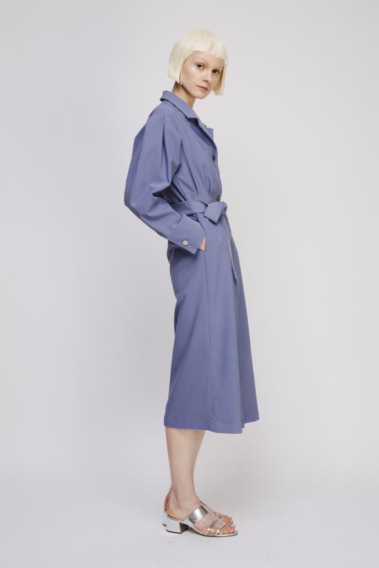  TWO DOTS 롱 원피스 오퓨전 긴팔 드레스/벨트 포함 봄 코트 (보라색) - OTHER BRANDS