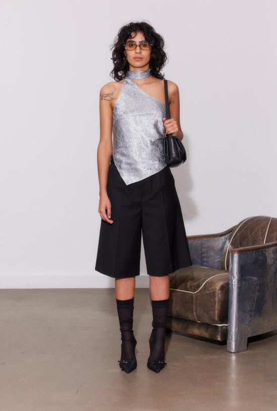  샘디 블라우스 원숄더 스카프 탑 - SAEMDI