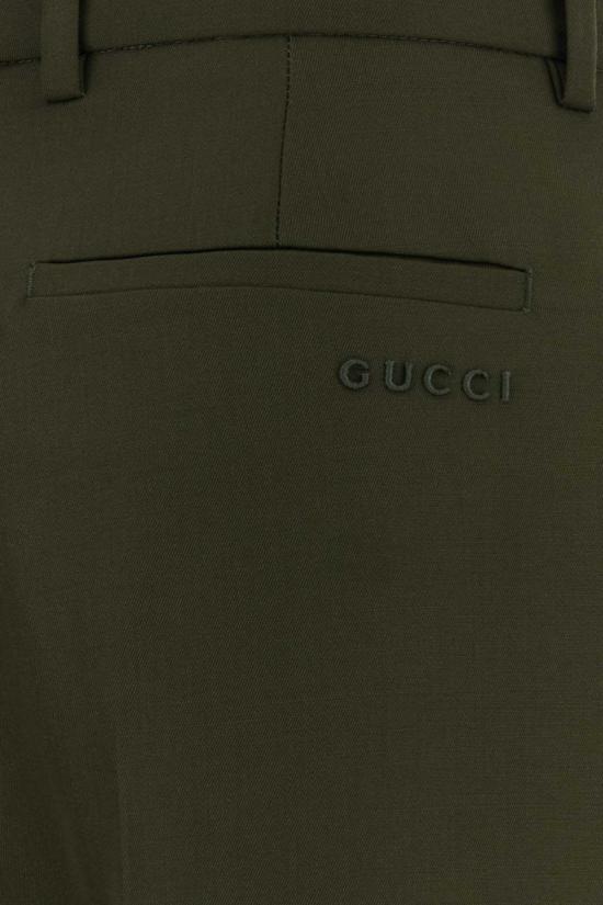  구찌 스트레이트 팬츠 올리브 그린 울 블렌드 - GUCCI