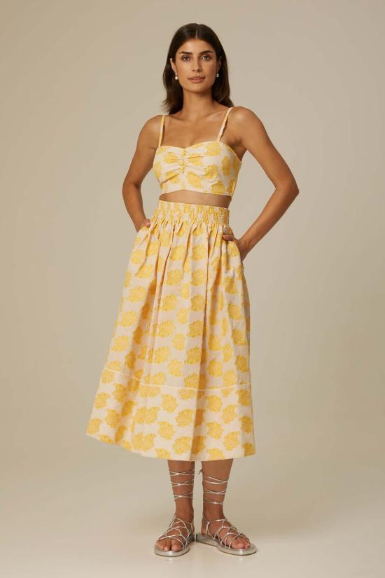  산티클레르 민소매 티셔츠 산티클러 다리아 코튼 브라렛 옐로우 플로럴 - SANTICLER