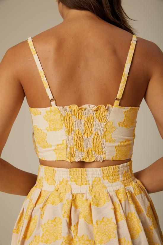  산티클레르 민소매 티셔츠 산티클러 다리아 코튼 브라렛 옐로우 플로럴 - SANTICLER