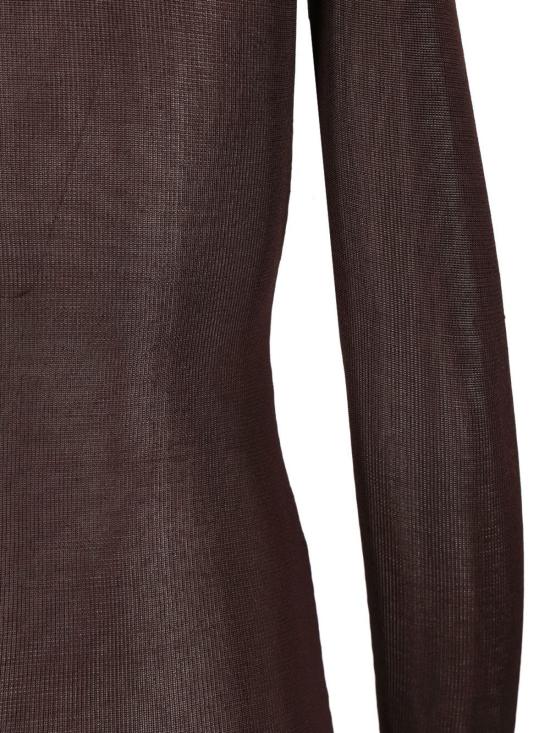  셀프 포트레이트 롱 원피스 롱 비스코스 니트 드레스 브라운 - SELF PORTRAIT