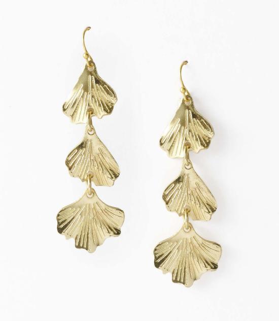  마트르 부미 이어링 사유리 은행잎 트리플 드롭 스테이트먼트  골드 - MATR BOOMIE