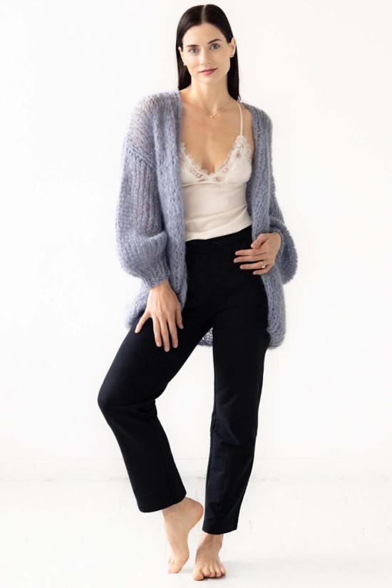  Maiami 가디건 모헤어 V 넥 카디건 그레이 블루 - OTHER BRANDS