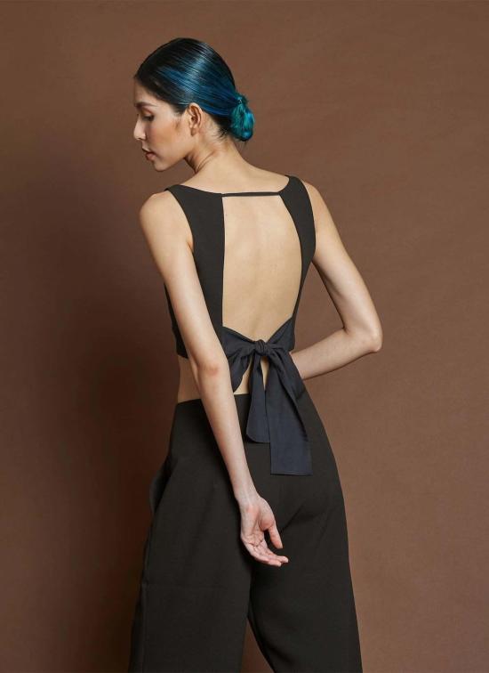  카렘 민소매 티셔츠 Kaarem La Lan 브라렛 오픈백 탑 초콜릿 브라운 - KAAREM