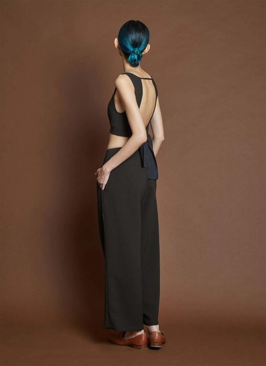  카렘 민소매 티셔츠 Kaarem La Lan 브라렛 오픈백 탑 초콜릿 브라운 - KAAREM