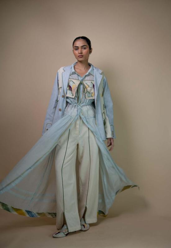  IKKIVI 롱 원피스 Ikkivi 메도우 찬데리 셔츠 드레스 블루 - IKKIVI