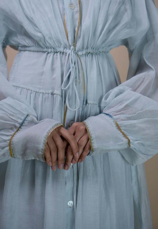  IKKIVI 롱 원피스 Ikkivi 메도우 찬데리 셔츠 드레스 블루 - IKKIVI