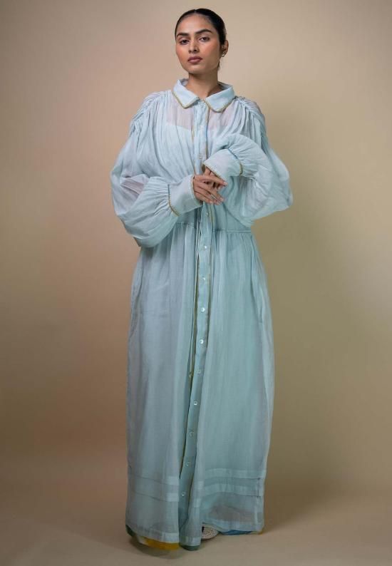  IKKIVI 롱 원피스 Ikkivi 메도우 찬데리 셔츠 드레스 블루