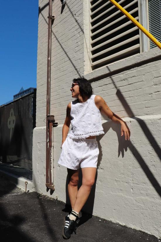  b more 숏팬츠 B More 루즈핏 업사이클링 쇼츠 오프화이트