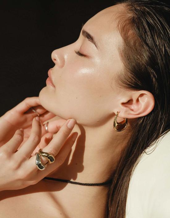  클레드 이어링 빈 후프 귀걸이 - CLED