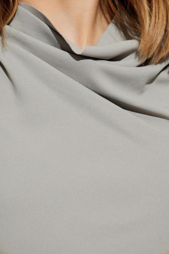  릭 오웬스 반팔 티셔츠 (장식적인 네크라인 포함, 회색) - RICK OWENS