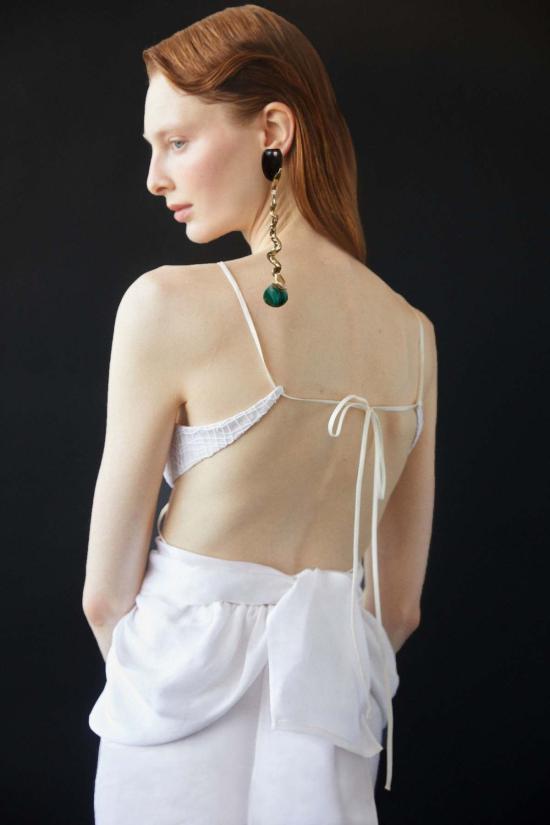  루이자 에 라 루나 민소매 티셔츠 Luisa Et La Luna 클레망스 브라렛 탑 블랑 - LUISA ET LA LUNA