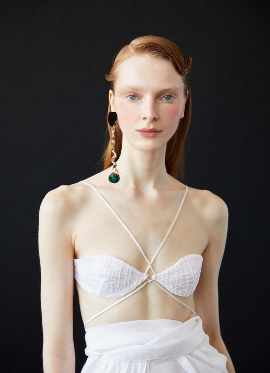  루이자 에 라 루나 민소매 티셔츠 Luisa Et La Luna 클레망스 브라렛 탑 블랑 - LUISA ET LA LUNA