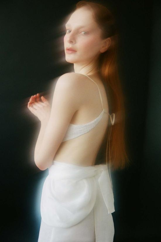  루이자 에 라 루나 민소매 티셔츠 Luisa Et La Luna 클레망스 브라렛 탑 블랑 - LUISA ET LA LUNA