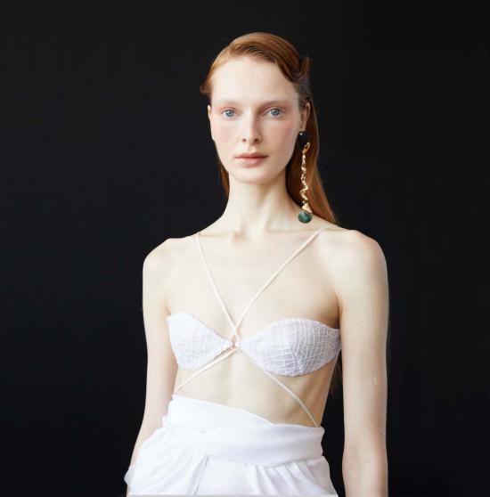  루이자 에 라 루나 민소매 티셔츠 Luisa Et La Luna 클레망스 브라렛 탑 블랑 - LUISA ET LA LUNA