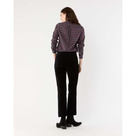  매쉬번 데님 팬츠 켄달 플레어 5포켓 진 블랙 스트레치 벨벳 - MASHBURN