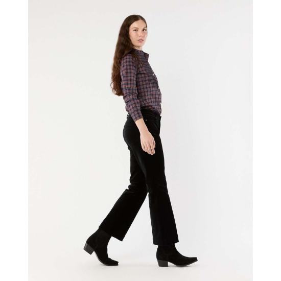  매쉬번 데님 팬츠 켄달 플레어 5포켓 진 블랙 스트레치 벨벳 - MASHBURN