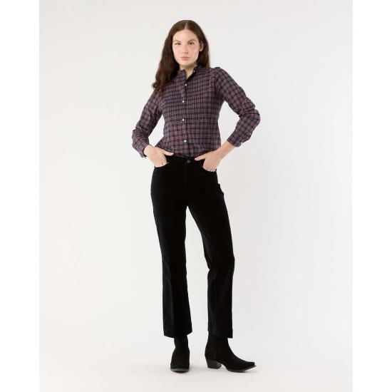  매쉬번 데님 팬츠 켄달 플레어 5포켓 진 블랙 스트레치 벨벳 - MASHBURN