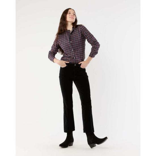  매쉬번 데님 팬츠 켄달 플레어 5포켓 진 블랙 스트레치 벨벳 - MASHBURN