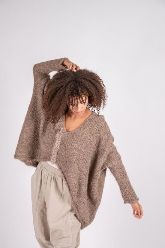  아뜰리에 델핀 가디건 아틀리에 델핀 렌 수리 알파카 니트 탑 시더 - ATELIER DELPHINE