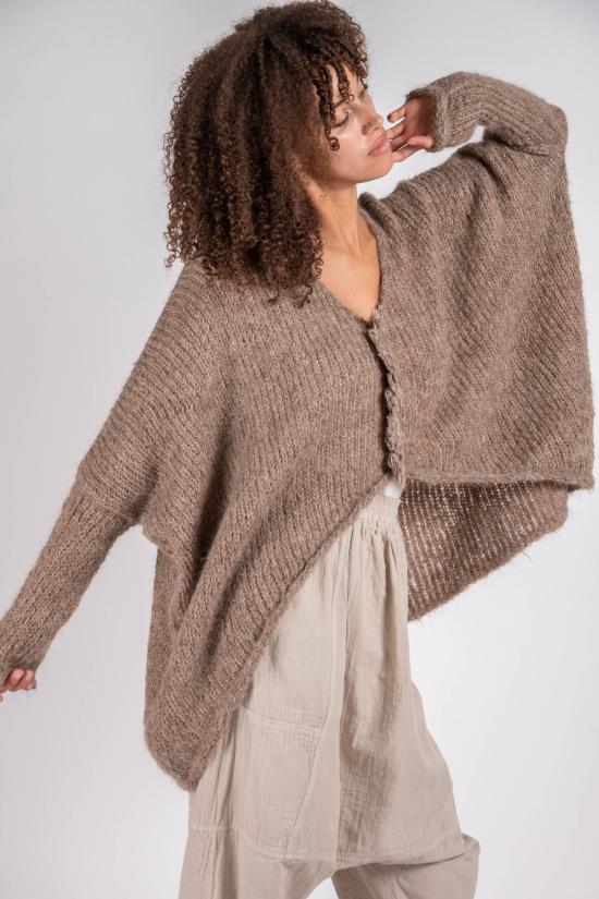  아뜰리에 델핀 가디건 아틀리에 델핀 렌 수리 알파카 니트 탑 시더