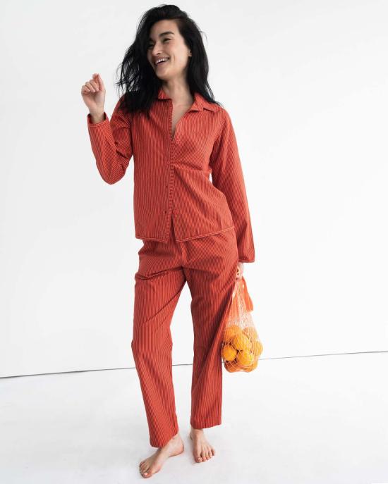  LWN 셔츠 Lwn Sami 셔츠 토마토 연필 줄무늬 - LWN