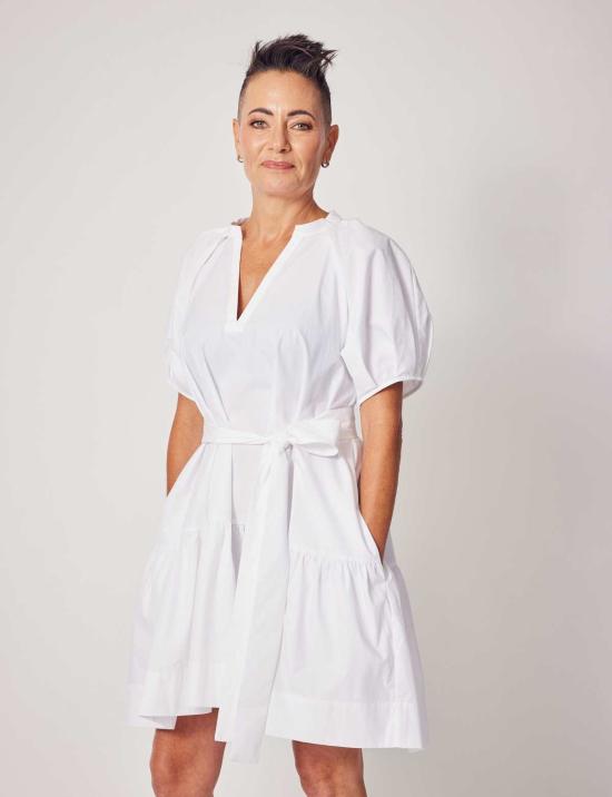  린제이 니콜라스 뉴욕 숏 원피스 린지 니콜라스 뉴욕 조안 미니 드레스 화이트 - LINDSAY NICHOLAS NEW YORK