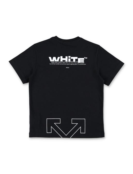  [키즈] 오프화이트 탑 아동용  코튼 티셔츠 블랙 - OFF WHITE