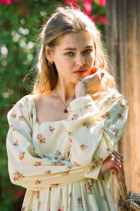  메릿 찰스 숏 원피스 파머 드레스 옐로우 플로럴 - MERRITT CHARLES