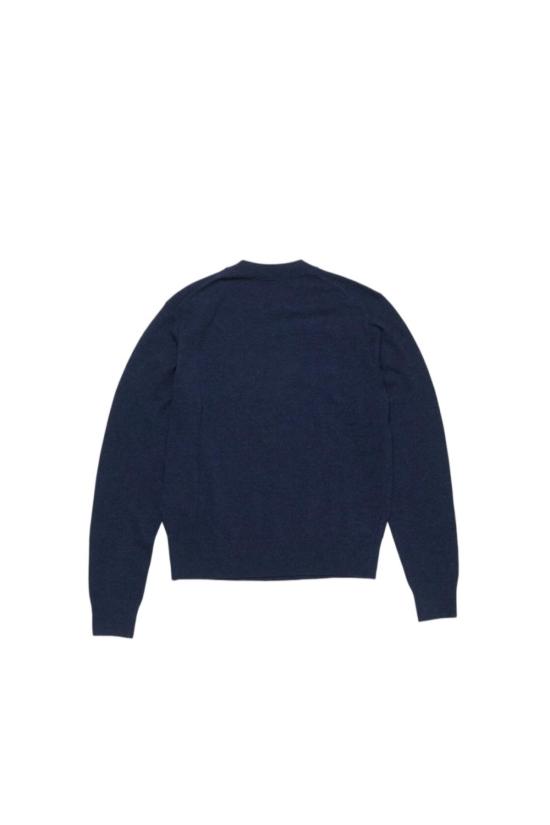  아크네 스튜디오 스웨터 소프트 울 블렌드 , 골지 디테일 및 로고 패치, 블랙 - ACNE STUDIOS