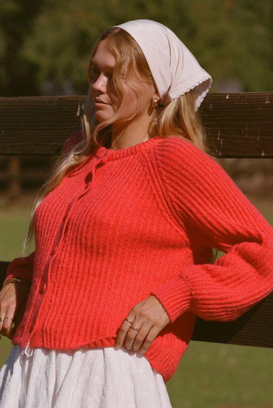  메릿 찰스 가디건 라일리 스웨터 브라이트 레드 - MERRITT CHARLES