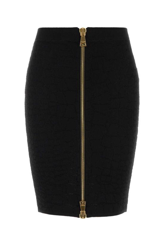  발망 미디 스커트 블랙 스트레치 비스코스 블렌드  블랙