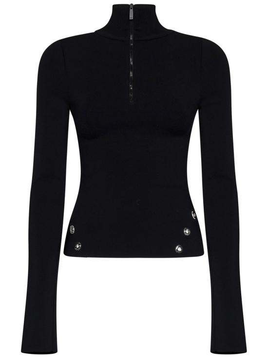  오프화이트 터틀넥 아일렛 모크넥 스웨터 블랙 - OFF WHITE