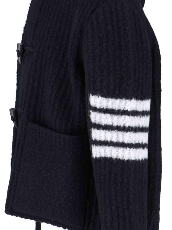  톰브라운 자켓 톰 브라운 4바 후드 재킷 블랙 - THOM BROWNE