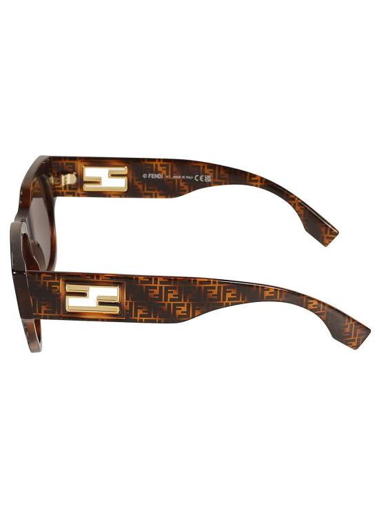  펜디 안경 로고 모노그램 라운드 선글라스 하바나 - FENDI
