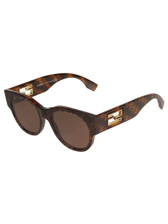  펜디 안경 로고 모노그램 라운드 선글라스 하바나 - FENDI