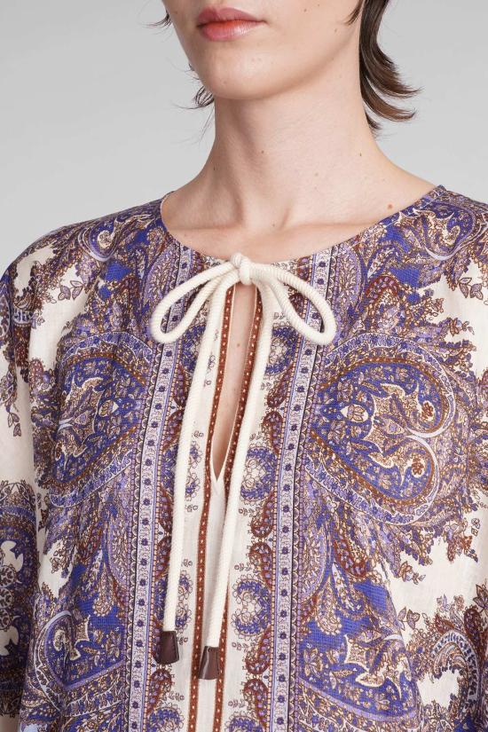  짐머만 롱 원피스 카프탄 드레스 퍼플 페이즐리 - ZIMMERMANN