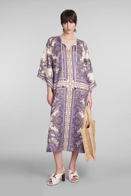  짐머만 롱 원피스 카프탄 드레스 퍼플 페이즐리 - ZIMMERMANN