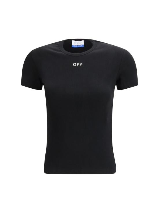  오프화이트 반팔 티셔츠 오프 스탬프 립 베이직 티셔츠