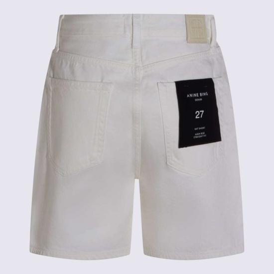  애니빙 데님 숏팬츠 아니네 빙 캣 하이라이즈 스트레이트핏 쇼츠 베이지 - ANINE BING