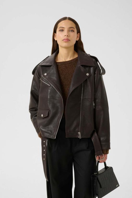  게스투즈 가죽 자켓 Gestuz G Zvida 재킷 다크 브라운 - GESTUZ
