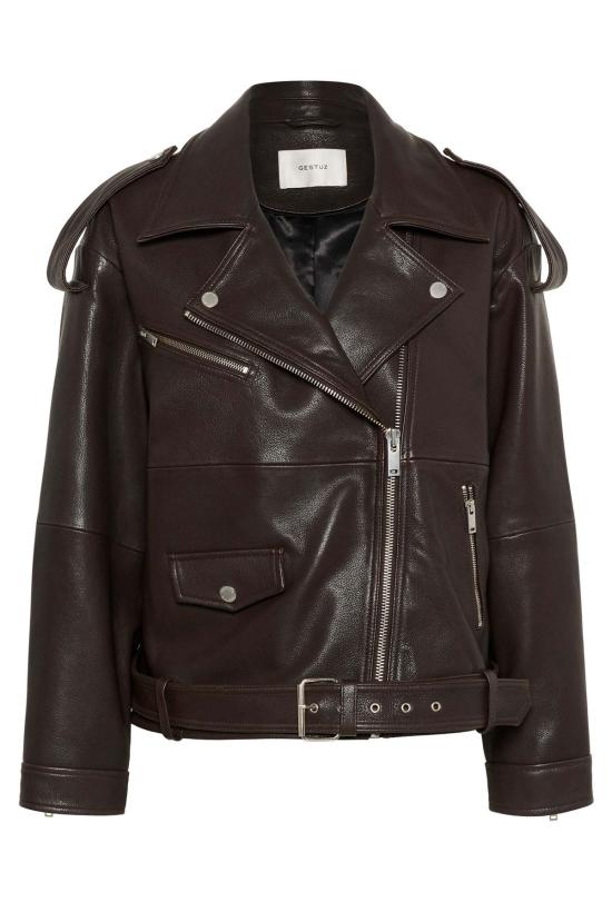  게스투즈 가죽 자켓 Gestuz G Zvida 재킷 다크 브라운